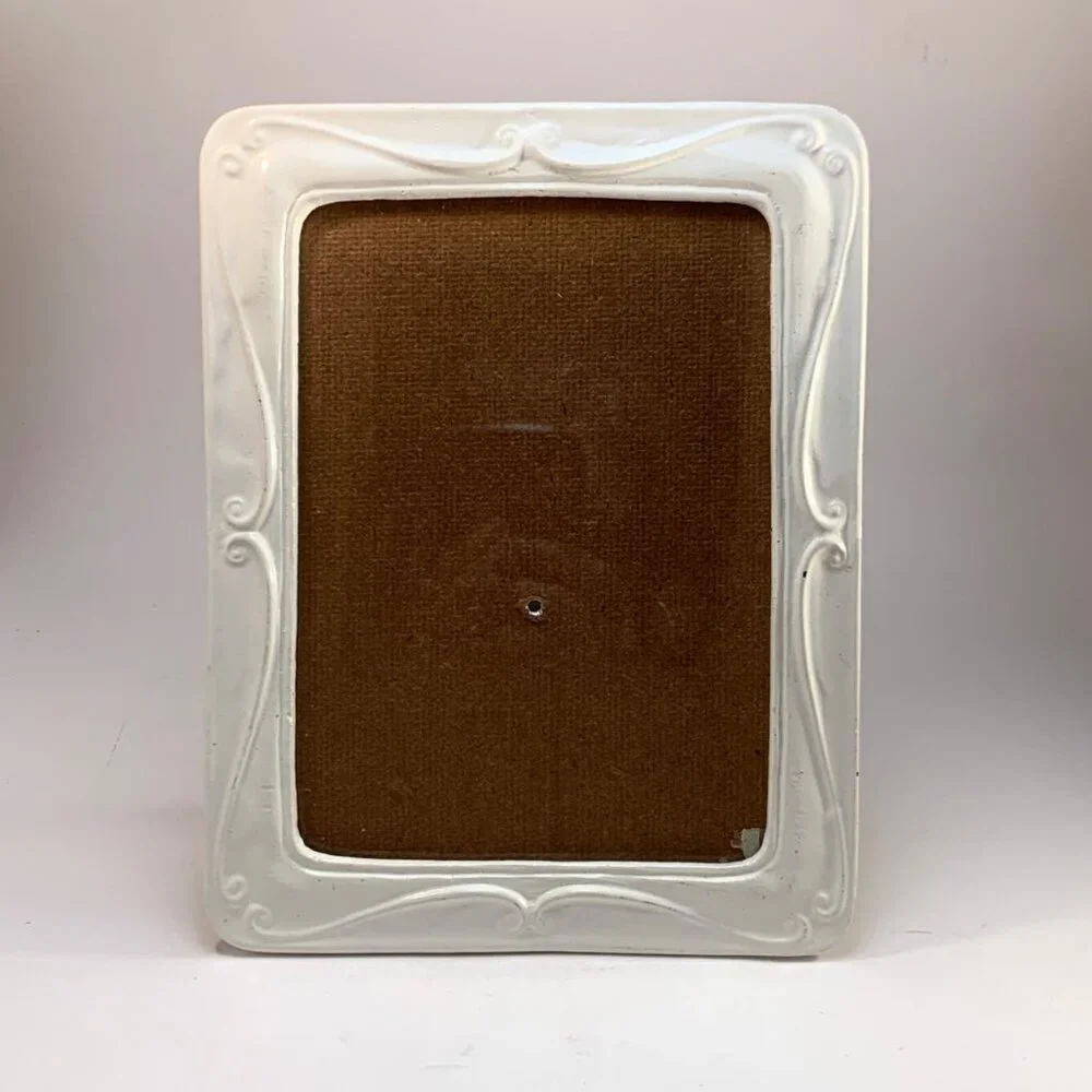 VTG French Country‎ Creamy Off-White Metal Picture Frame 5